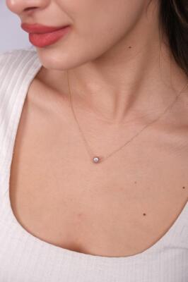 14 Ayar Altın Minimal Yuvarlak Zarif Baget Kolye - 2