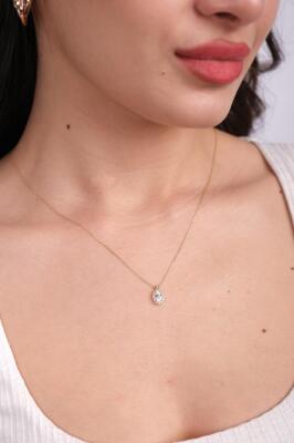 14 Ayar Altın Minimal Zarif Damla Baget Kolye - 1