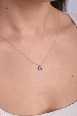 14 Ayar Altın Minimal Zarif Nazar Kolye - Mars Kuyumculuk