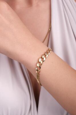 14 Ayar Altın Ortası Gurmet Model Zarif İtalyan Bileklik - Mars Kuyumculuk