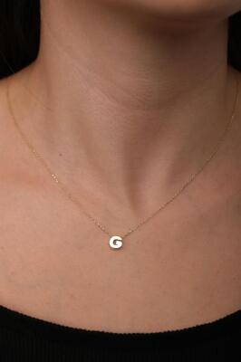 14 Ayar Altın Zarif G Harfli Kolye - Mars Kuyumculuk