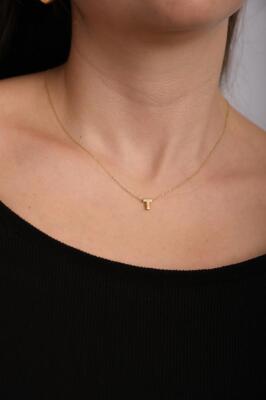 14 Ayar Altın Zarif T Harfli Kolye - Mars Kuyumculuk