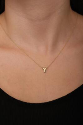 14 Ayar Altın Zarif Y Harfli Kolye - Mars Kuyumculuk