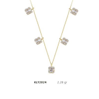 Beş Baget Taşlı Kolye - Mars Kuyumculuk