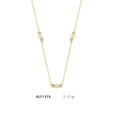 Beyaz Boncuklu Kolye - Mars Kuyumculuk