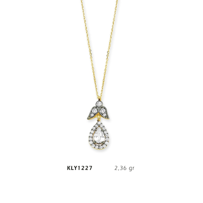 Beyaz Damla Taşlı Kolye - Mars Kuyumculuk