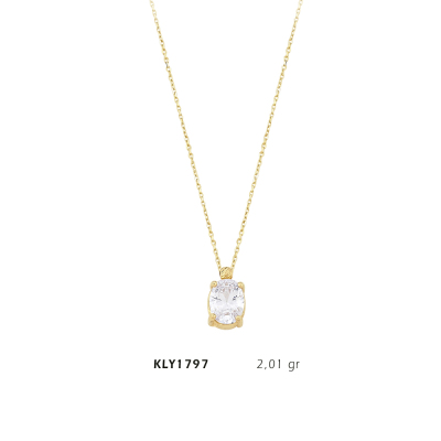 Beyaz Taşlı Kolye - Mars Kuyumculuk