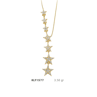 Beyaz Taşlı Yıldız Kolye - Mars Kuyumculuk