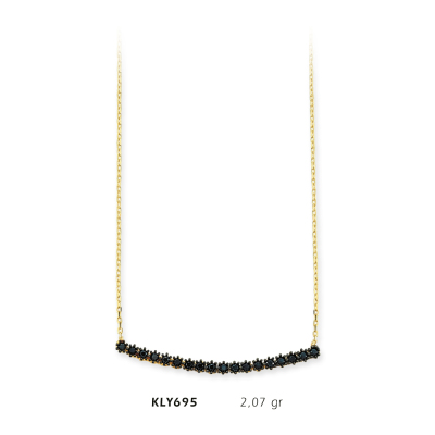 Çubuk Siyah Taşlı Kolye - Mars Kuyumculuk