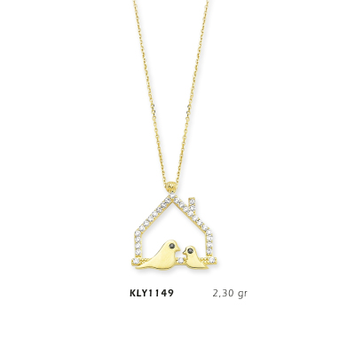 Ev Figürlü Kuşlu Kolye - Mars Kuyumculuk