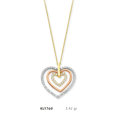 İç İçe Geçmeli Kalp Kolye - Mars Kuyumculuk