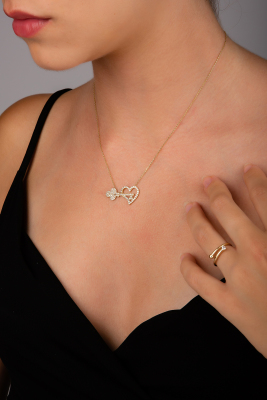 14 Ayar Kalp Anahtar Kolye - Mars Kuyumculuk