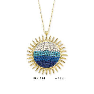 Nazar Boncuklu Güneş Kolye - Mars Kuyumculuk