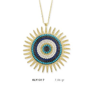 Nazar Boncuklu Güneş Kolye - Mars Kuyumculuk