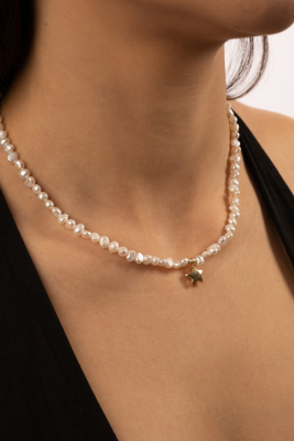 14 Ayar Özel Tasarım Yıldız Figür İnci Kolye - Mars Kuyumculuk