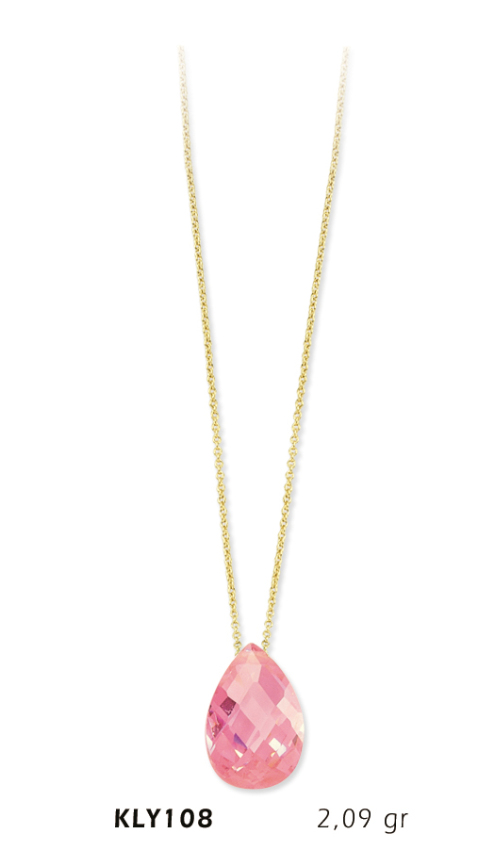 Pembe Taşlı Kolye - 1