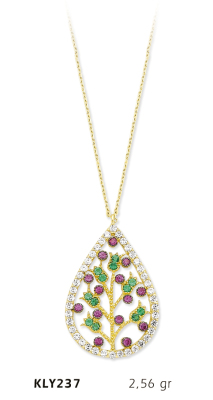 Renkli Damla Taşlı Kolye - Mars Kuyumculuk