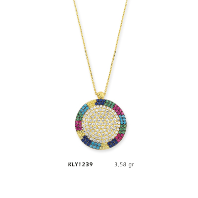 Renkli Yuvarlak Taşlı Kolye - Mars Kuyumculuk