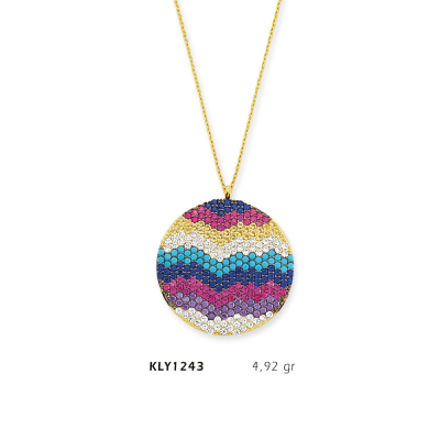Renkli Yuvarlak Taşlı Kolye - Mars Kuyumculuk