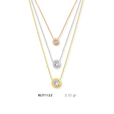 Sıra Zincirli Yuvarlak Taşlı Kolye - Mars Kuyumculuk