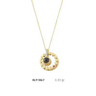 Sıralı Yuvarlak Kalp Kolye - Mars Kuyumculuk