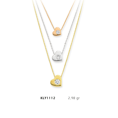 Sıralı Zincirli Kalp Kolye - Mars Kuyumculuk