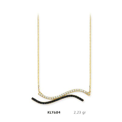 Siyah Beyaz Taşlı Kolye - Mars Kuyumculuk