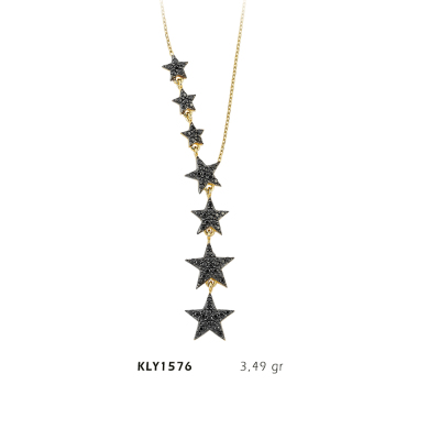 Siyah Taşlı Yıldız Kolye - Mars Kuyumculuk