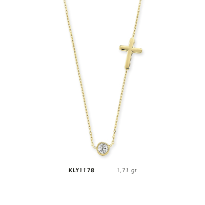 Tektaş Haçlı Kolye - Mars Kuyumculuk