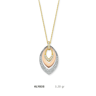 Üç Renkli Taşlı Fantezi Kolye - Mars Kuyumculuk