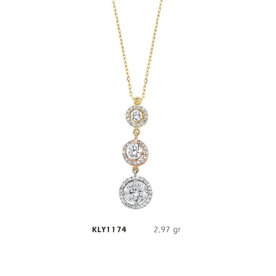 Üç Sıra Yuvarlak Taşlı Kolye - Mars Kuyumculuk