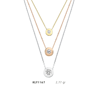 Üç Sıra Zincirli Taşlı Kolye - Mars Kuyumculuk