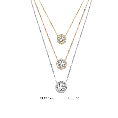 Üç Sıra Zincirli Taşlı Kolye - Mars Kuyumculuk