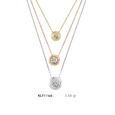 Üç Sıra Zincirli Taşlı Kolye - Mars Kuyumculuk