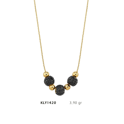 Üç Toplu Siyah Kolye - Mars Kuyumculuk