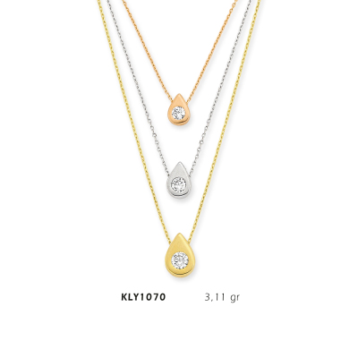 Üç Zincirli Damla Kolye - Mars Kuyumculuk