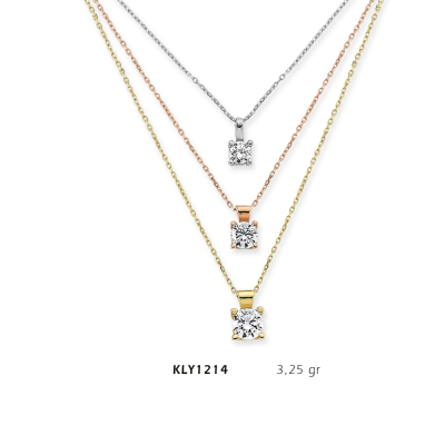 Üç Zincirli Taşlı Kolye - Mars Kuyumculuk