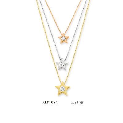 Üç Zincirli Yıldız Kolye - Mars Kuyumculuk