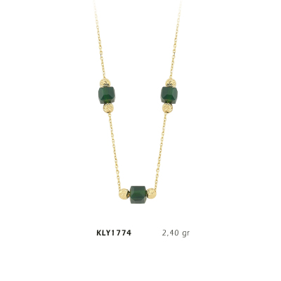 Yeşil Taşlı Sıralı Kolye - Mars Kuyumculuk