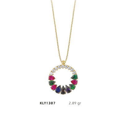 Yuvarlak Damla Taşlı Kolye - Mars Kuyumculuk