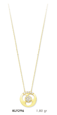 Yuvarlak Ortası Taşlı Kolye - Mars Kuyumculuk