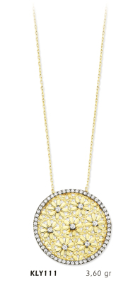 Yuvarlak Papatya İşlemeli Kolye - Mars Kuyumculuk