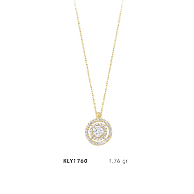 Yuvarlak Taşlı Baget Kolye - Mars Kuyumculuk