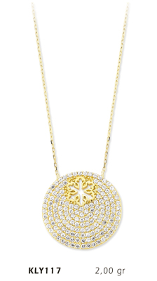  Yuvarlak Taşlı Çiçek Kolye - Mars Kuyumculuk