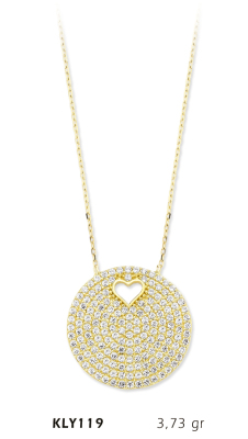  Yuvarlak Taşlı Kalp Kolye - Mars Kuyumculuk