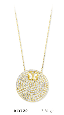  Yuvarlak Taşlı Kelebek Kolye - Mars Kuyumculuk