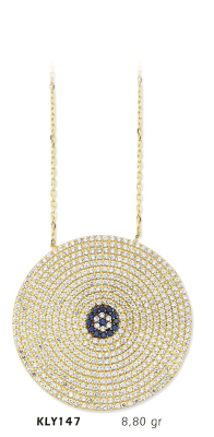 Yuvarlak Taşlı Nazar Boncuk Kolye - Mars Kuyumculuk