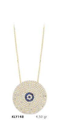 Yuvarlak Taşlı Nazar Boncuk Kolye - Mars Kuyumculuk