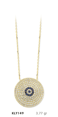 Yuvarlak Taşlı Nazar Boncuk Kolye - Mars Kuyumculuk