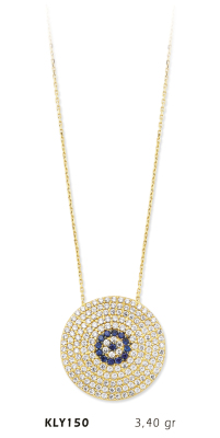 Yuvarlak Taşlı Nazar Boncuk Kolye - Mars Kuyumculuk